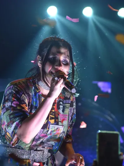 Nikhita Gandhi performing amidst a shower of confetti, one of the many special effects we can arrange for a finale.