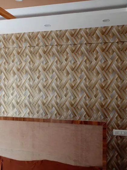 A 3D wallpaper with a woven or basket-weave effect.