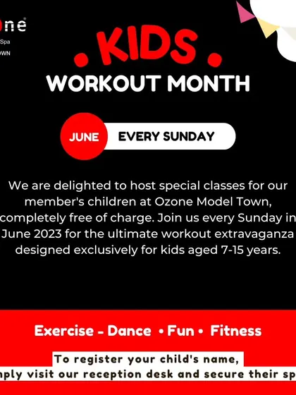 Join us for Kids Workout Month. We host special classes for members' children every Sunday, completely free of charge, to make fitness a family affair.