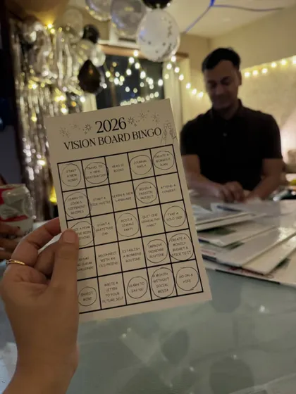 Hosting a party and need some fun activities? I can help by designing custom bingo cards that match your theme, like this 2026 Vision Board Bingo for a New Year's get-together.
