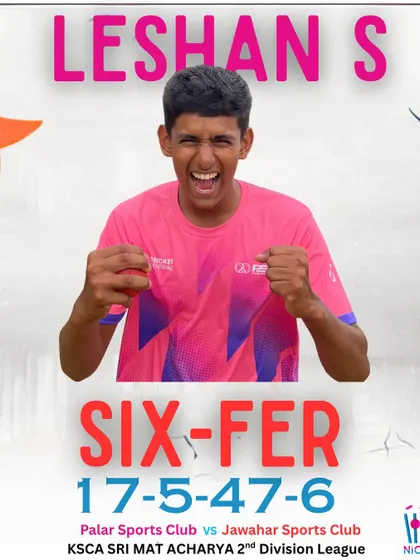 A rare and incredible feat. Our young leg-spinner Leshan celebrates a "six-fer" in the KSCA 2nd Division League, dismantling the opposition's top order. We nurture specialized talent to create match-winners.