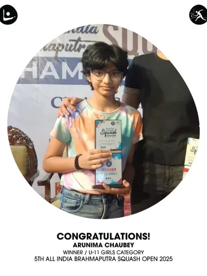 Arunima Chaubey, after just one year of training with us, became the winner in the U11 Girls category at the 5th All India Brahmaputra Squash Open.