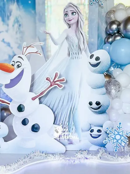 This detailed shot from the Frozen party shows another version of the Elsa and Olaf props, demonstrating the variety of custom pieces I can create to bring a theme to life.