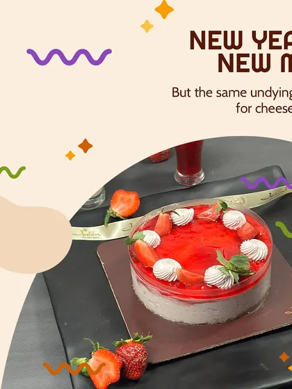 New year, new me, but the same undying love for cheesecake. Ring in the new year with our delicious strawberry cheesecake.