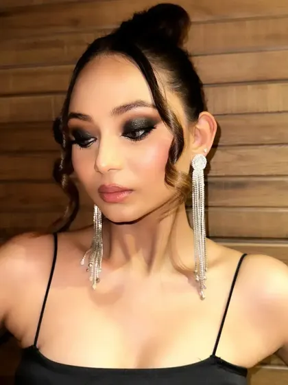 Another angle of the intense black smokey eye, demonstrating the depth and dimension you can achieve with proper blending techniques.