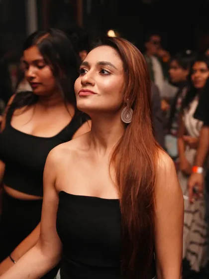 A serene and happy moment on the dance floor.
