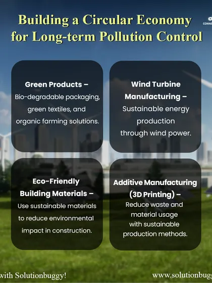 We are focused on building a circular economy for long-term pollution control. This includes setting up manufacturing for green products like biodegradable packaging, sustainable textiles, and eco-friendly building materials.