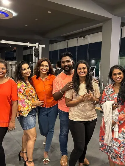 A candid group photo with friends and class members. Fitness is a social affair.