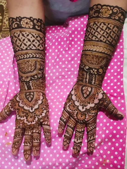 A full-coverage design with intricate traditional patterns, perfect for making a statement.