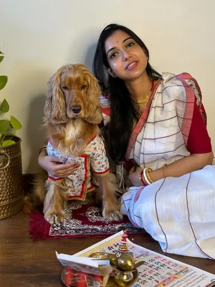A mother-son portrait on Poila Boishakh. Me and my 'raja beta' Posto.
