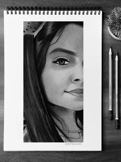 A unique, cropped-style portrait on A5 paper. This graphite sketch creates a sense of mystery and focuses the viewer's attention entirely on the subject's expressive eye.