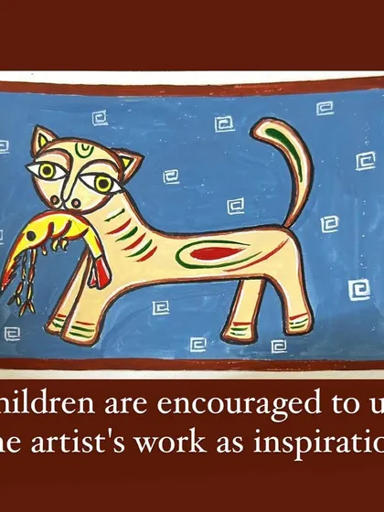 Children in our classes are encouraged to use the work of great artists like Jamini Roy as inspiration for their own creations.