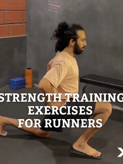 This is the start of a sequence designed for runners. We begin with a heel-elevated split squat to strengthen the quads and improve ankle mobility.