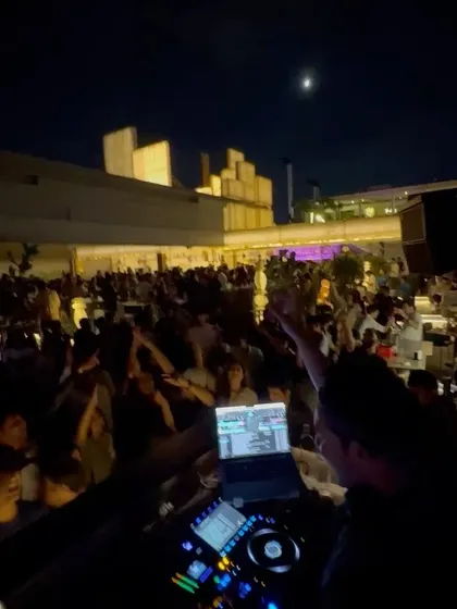 The view from the DJ booth at Pangeo, an open-air venue with an incredible atmosphere.