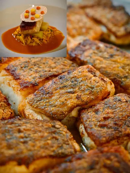 A collage featuring the podi-marinated fish from the Bangalore Nostalgia menu, a tribute to the coastal flavors found in the city.