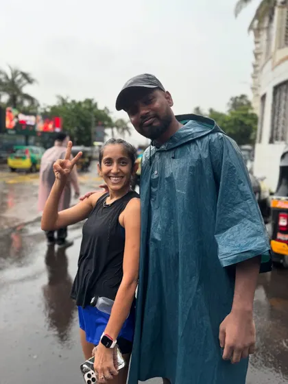 Rain or shine, the run must go on. A couple of our members posing for a quick picture during a rainy Sunday run.