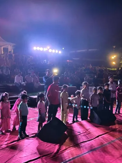 Inviting children from the audience on stage is always a highlight of my family-friendly shows. Their excitement and wonder are contagious, as seen here at the Ganesh Utsav.