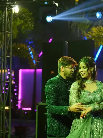 A gentle, romantic pose during a couple's performance. Even simple, slow moments can be incredibly powerful on stage.