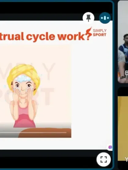 An online session in progress, explaining how the menstrual cycle works. These workshops are designed to be accessible, allowing us to reach coaches in different parts of the country, like Guwahati and Raipur.