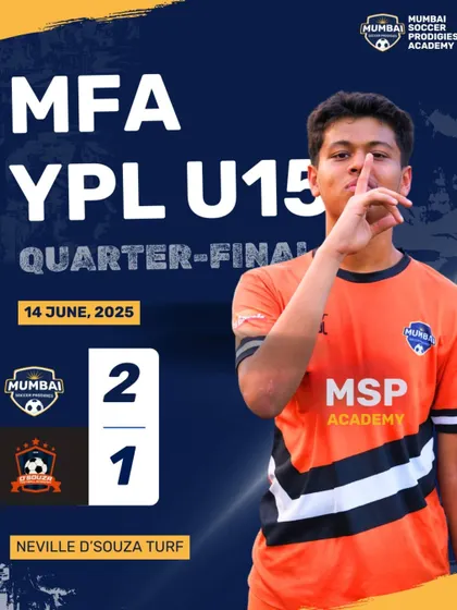 Semi-final bound! The match graphic celebrating our U15s' 2-1 victory.