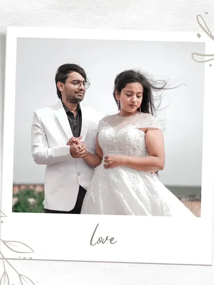 A romantic polaroid-style photo capturing a gentle, loving moment between the couple during their Gandikota pre-wedding session.