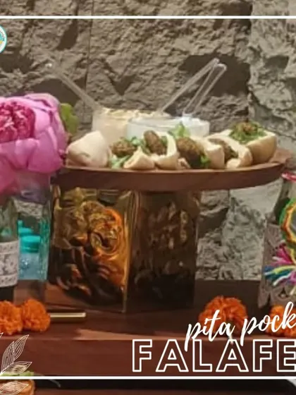 Our Pita Pocket Falafel is a delicious and convenient bite. Crispy falafel balls are stuffed into soft pita pockets with fresh sauces, perfect for mingling.