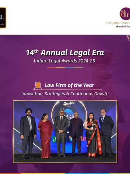 Our team accepting the 'Law Firm of the Year - Innovation, Strategies & Continuous Growth' award at the 14th Annual Legal Era Indian Legal Awards. This reflects our forward-thinking approach to legal practice.
