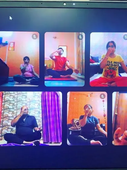 Pranayama is the yogic practice of focusing on breath. This is a screenshot from an online pranayama session, where we connect to our vital life force, or "prana," together.