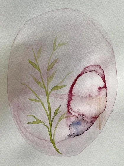 A soft, evocative watercolour piece by Avnit Singh, demonstrating the calming and meditative quality of her work shared during the open studio.