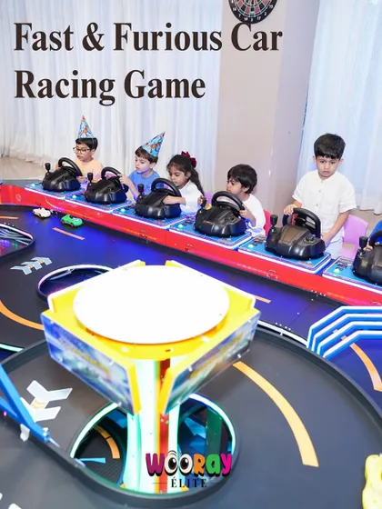 Little racers can get behind the wheel at our Fast & Furious car racing game. This multi-player arcade setup is perfect for some friendly competition among friends.