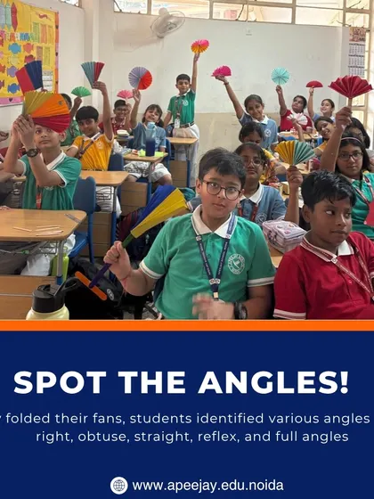 As they folded their fans, students were challenged to spot the angles. They identified various types, including acute, right, obtuse, and straight angles, making geometry tangible and fun.