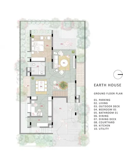 A duplicate of the "Earth Villa" ground floor plan.
