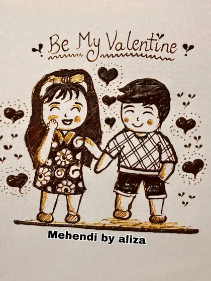 A cute cartoon couple for Valentine's Day. A sweet and unique way to celebrate love.