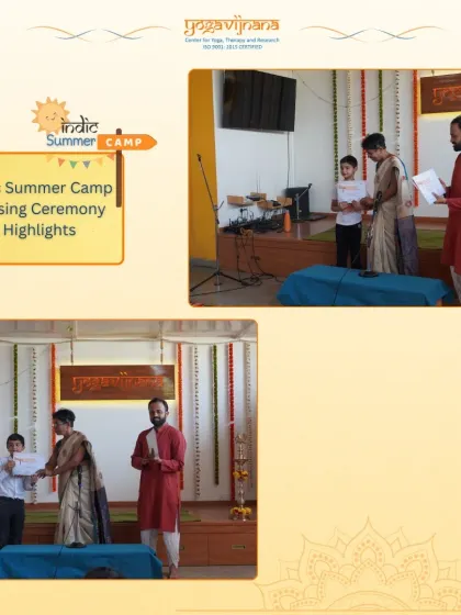 A proud moment as a young camper receives his certificate during the closing ceremony of the Indic Summer Camp.
