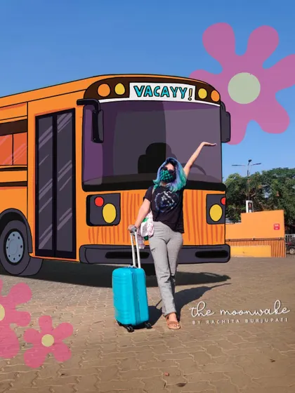 Ready for a Goa vacation. I turned a regular bus into a fun, illustrated school bus to mark the start of my trip.