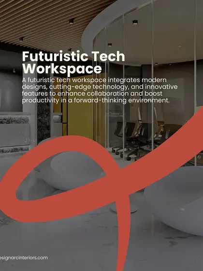 This render showcases a futuristic tech workspace. The design integrates cutting-edge technology, modern forms, and innovative features to enhance collaboration in a forward-thinking environment.