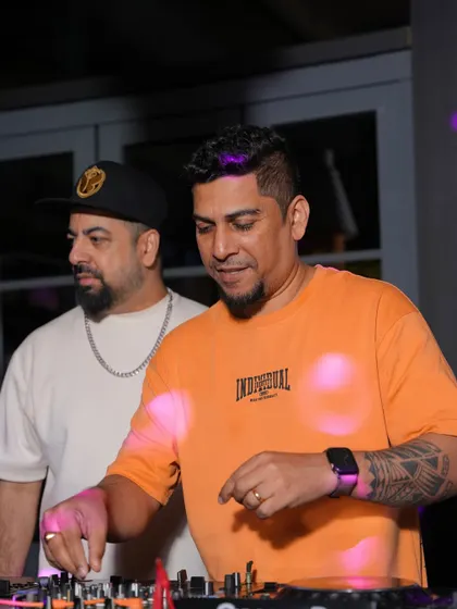 Another shot of me and my partner on the decks, delivering fire grooves for the amazing crowd in Kolkata.