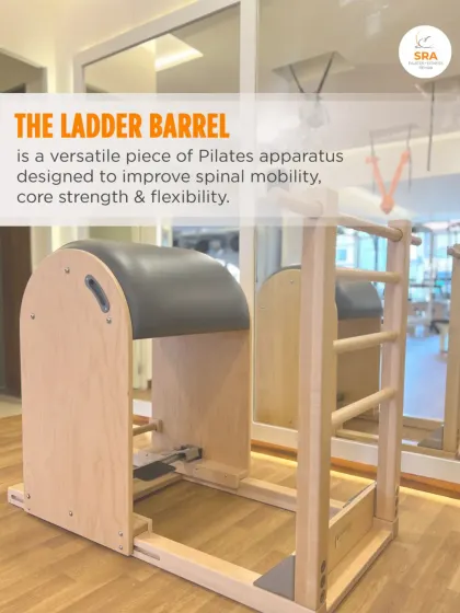 The Ladder Barrel is a versatile piece of Pilates apparatus designed to improve spinal mobility, core strength, and flexibility. Its curved surface is perfect for extensions, side bends, and rotations.