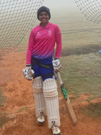 The new Karnataka U-15 captain, Inchara CU, ready for practice.