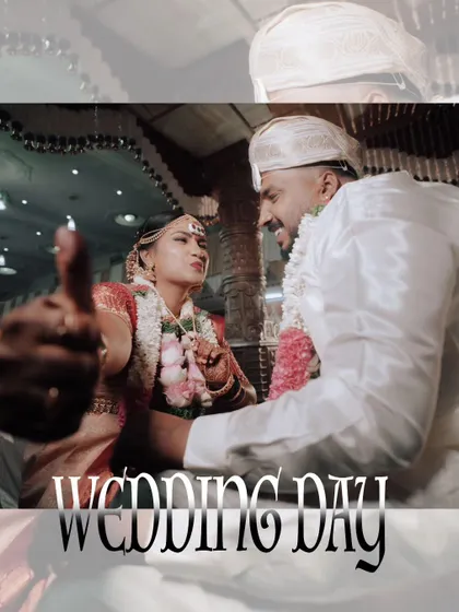 A fun, candid moment between the bride and groom on their wedding day.