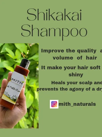 This is my traditional Shikakai Shampoo. Shikakai is a wonderful natural cleanser that improves hair volume, makes it soft and shiny, and heals the scalp without stripping its natural oils.