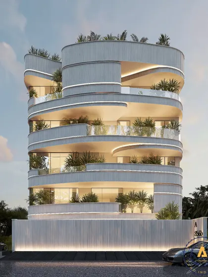 This design for a 500-sq-yd plot in Sushant Lok, Gurgaon, showcases a dynamic interplay of curves and straight lines. The use of high-quality aluminum and glass adds a touch of luxury, while shared amenities and landscaped spaces foster a sense of community.