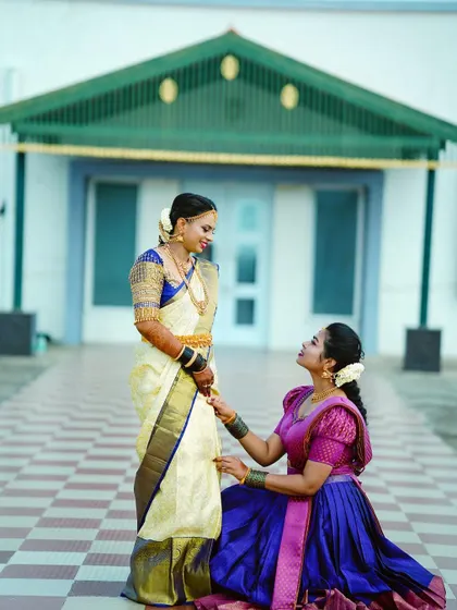 A heartwarming moment between sisters. I provided the makeup for both the bride and her sister, creating coordinated yet individual looks that shine beautifully together.