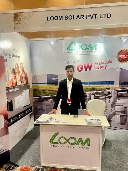 My regional manager for West India at our booth during the Solar Contractors Meet 2025 in Surat. We are always ready to answer questions and demonstrate our high-efficiency solar technology.