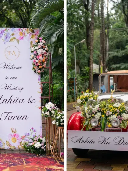 It's all about the personal story. From a beautiful floral welcome sign to a vintage car announcing the arrival of 'Ankita ka Dulha', I weave your love story into every detail.