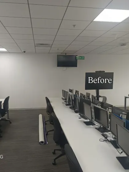 Before: Another empty wall in the Medtronic office.