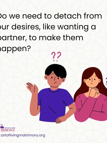 Posing a common question about desire and detachment, this graphic invites you to our Noida Matrimony Meet to find answers and embark on a journey of love and growth.