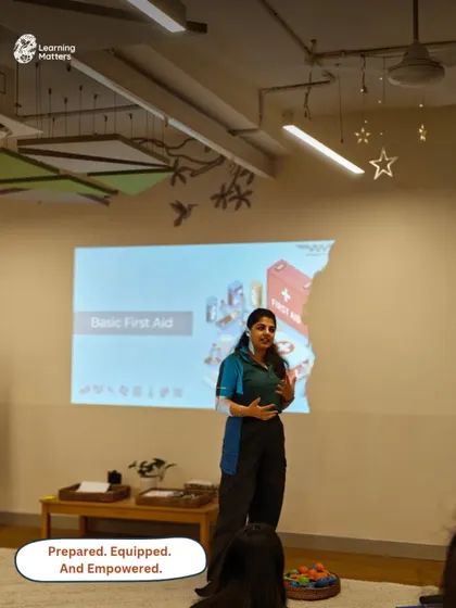 Prepared, equipped, and empowered. A presenter leads our team through a Basic First Aid training session, reinforcing our commitment to the well-being of every child and adult in our care.