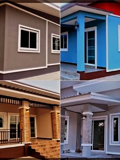 This collection shows four different exterior color schemes we have worked on. Whether you prefer a modern grey, a classic brown, or a bright blue, we can achieve the look you want for your house.