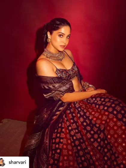 A festive look created for Sharvari Wagh. The makeup features warm tones, a soft smokey eye, and glowing skin, perfect for a traditional yet modern Diwali celebration look.